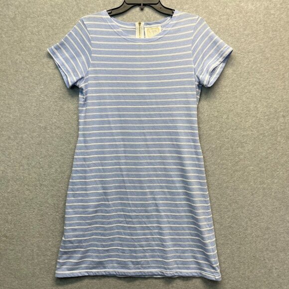 Sail To Sable Dress Womens Large‎ Blue Striped Nautical Beach Shift Short Sleeve - Picture 1 of 12
